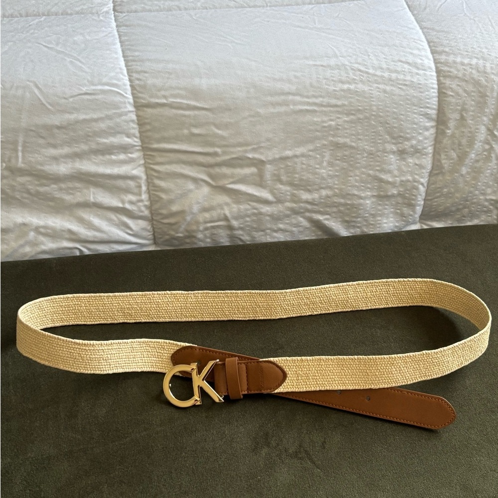 Calvin Klein Tan and Brown Woven Belt